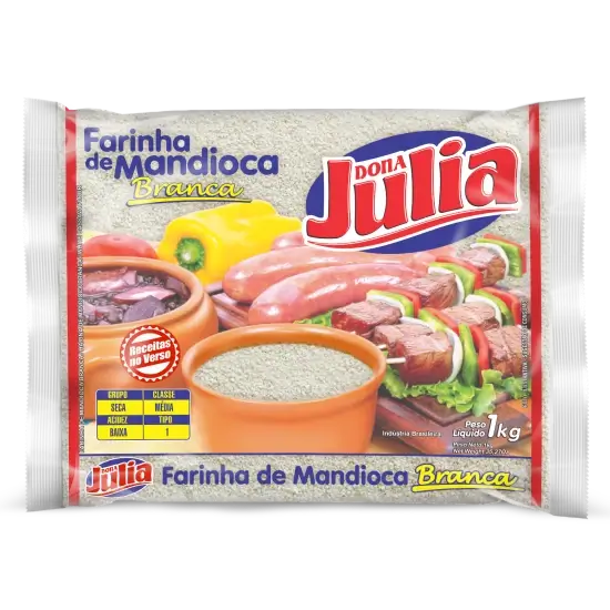 Alimentos Pinduca - FARINHA DE MANDIOCA BRANCA DONA JULIA 1KG